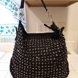Black Bling/Cloth Shoulder Bag